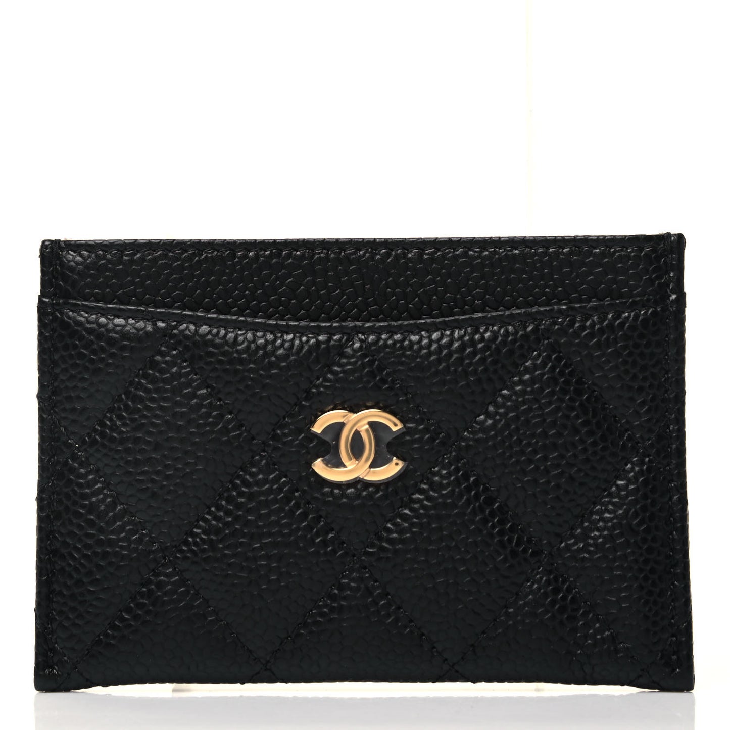 Caviar Quilted Card Holder Black