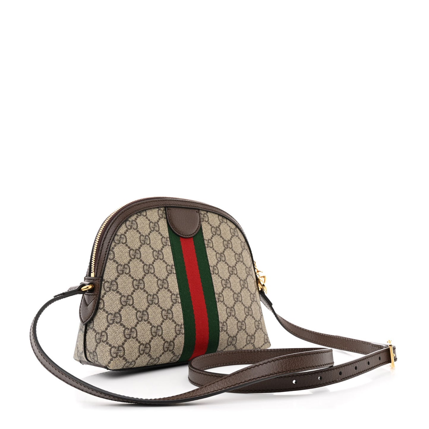 GG Supreme Monogram Textured Dollar Calfskin Web Small Ophidia Dome Shoulder Bag Beige Ebony New Acero