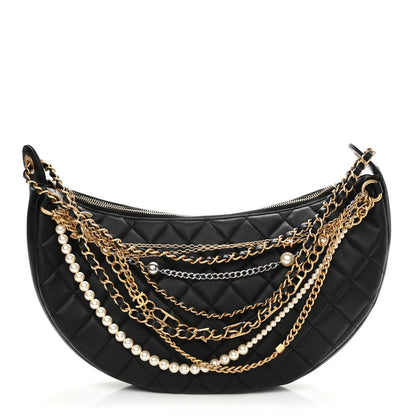 Chanel Lambskin Quilted All About Chains Hobo Black 1 of 21