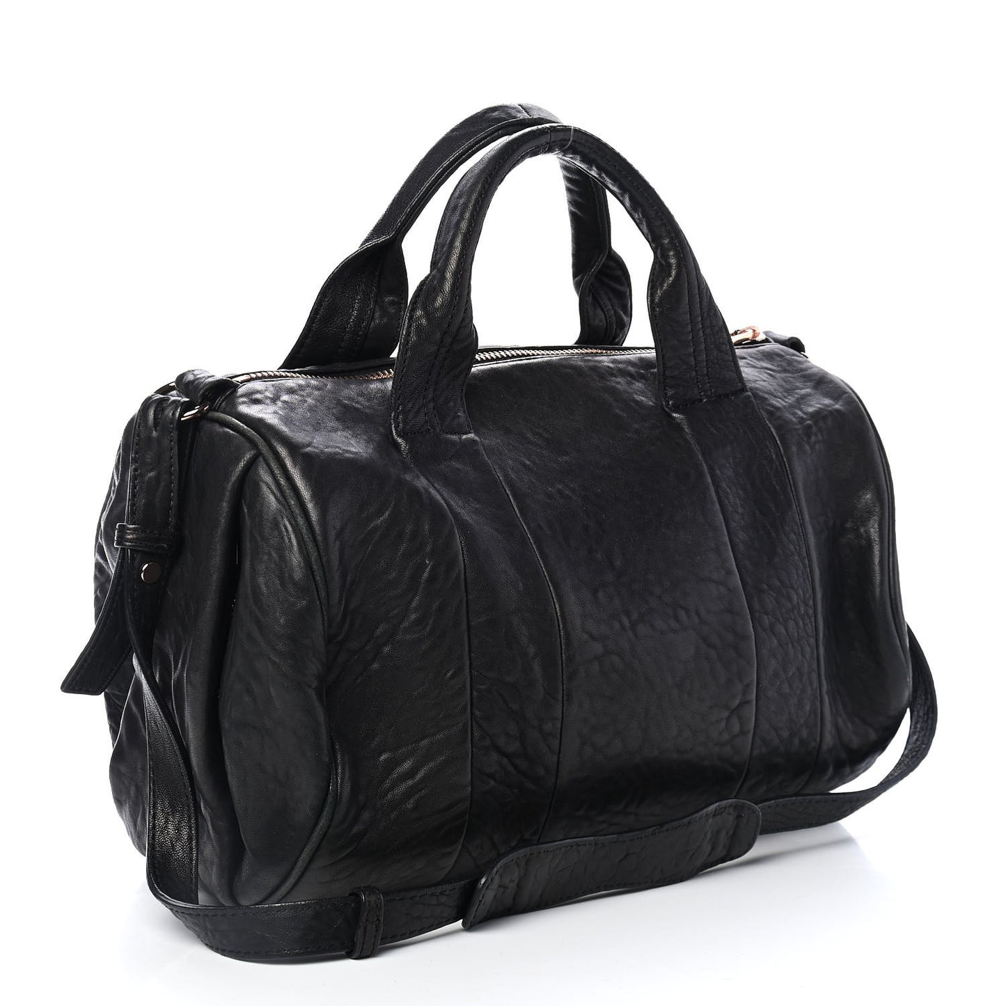 Pebbled Lambskin Rocco Black Rose Gold Hardware