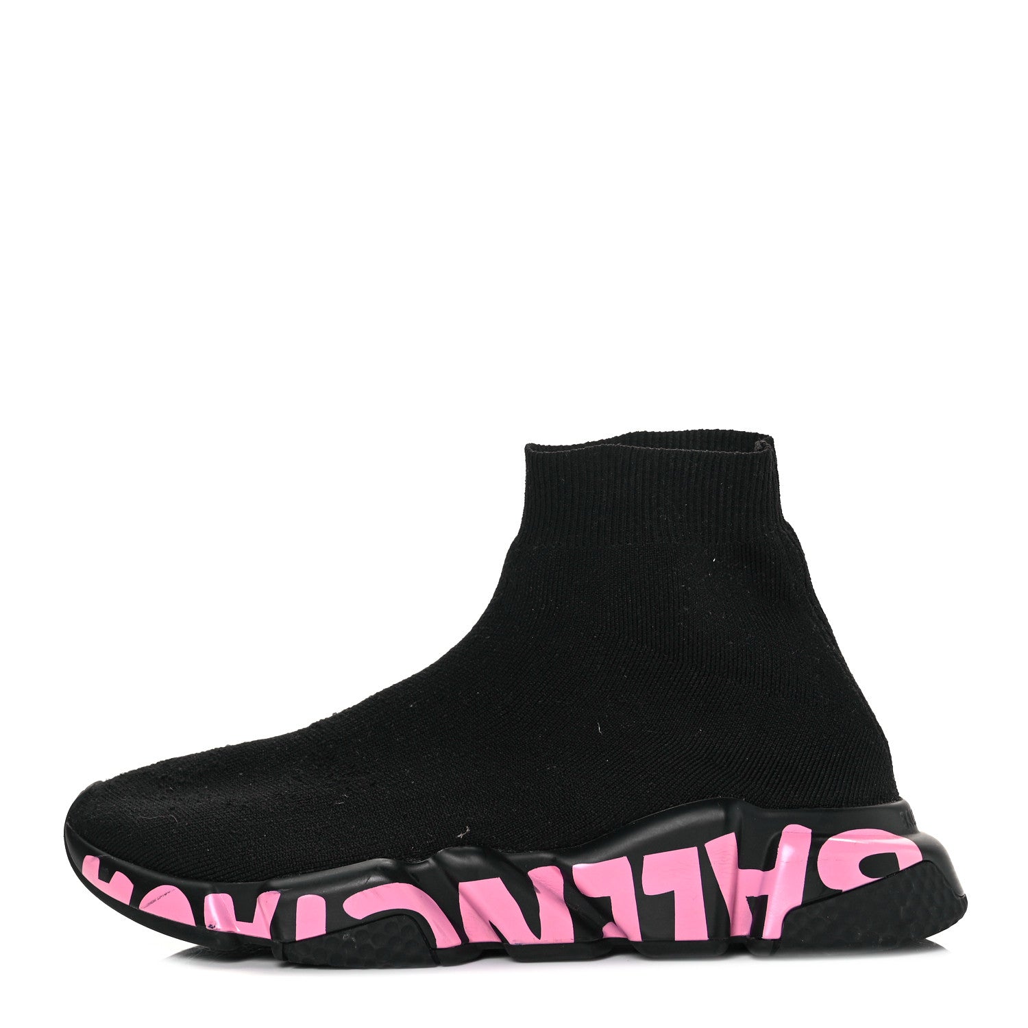 Balenciaga Recycled Knit Womens Speed Graffiti Sneakers 40 Black Pink 1 of 7