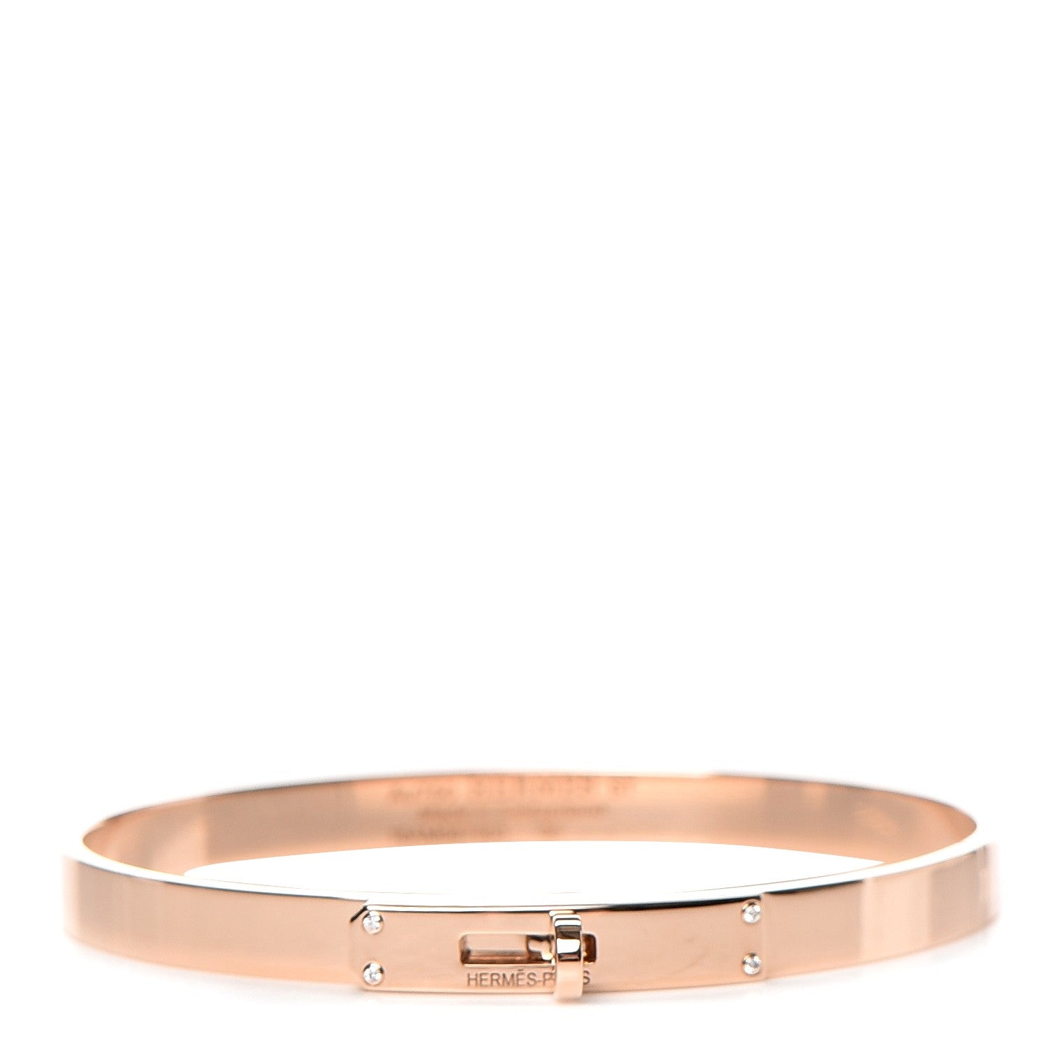 Hermes 18K Rose Gold Diamond Kelly PM Bangle ST 1 of 5