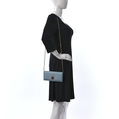 Fendi Vitello Elite Flowerland Continental Wallet On Chain Blue 4 of 11