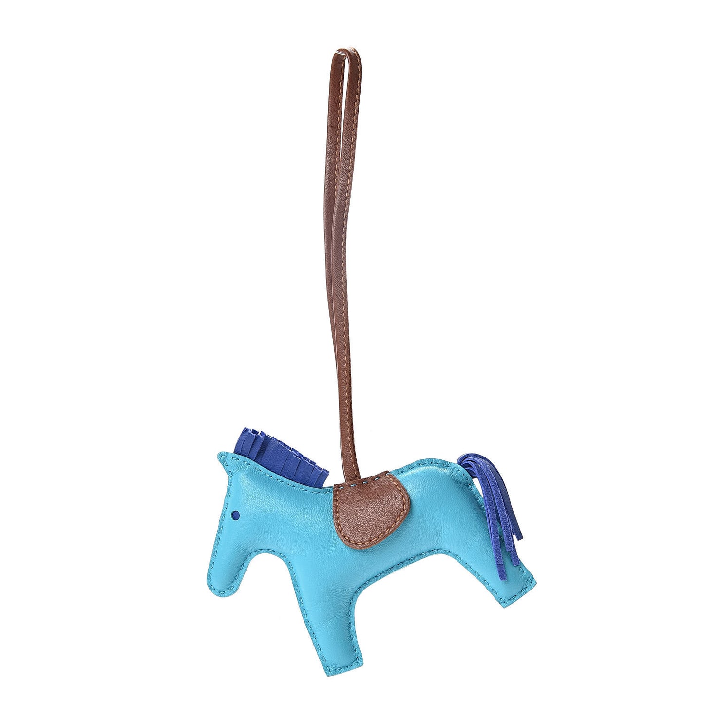 Milo Lambskin Grigri Rodeo Horse Bag Charm MM Bleu Azteque Bleu Electrique Fauve
