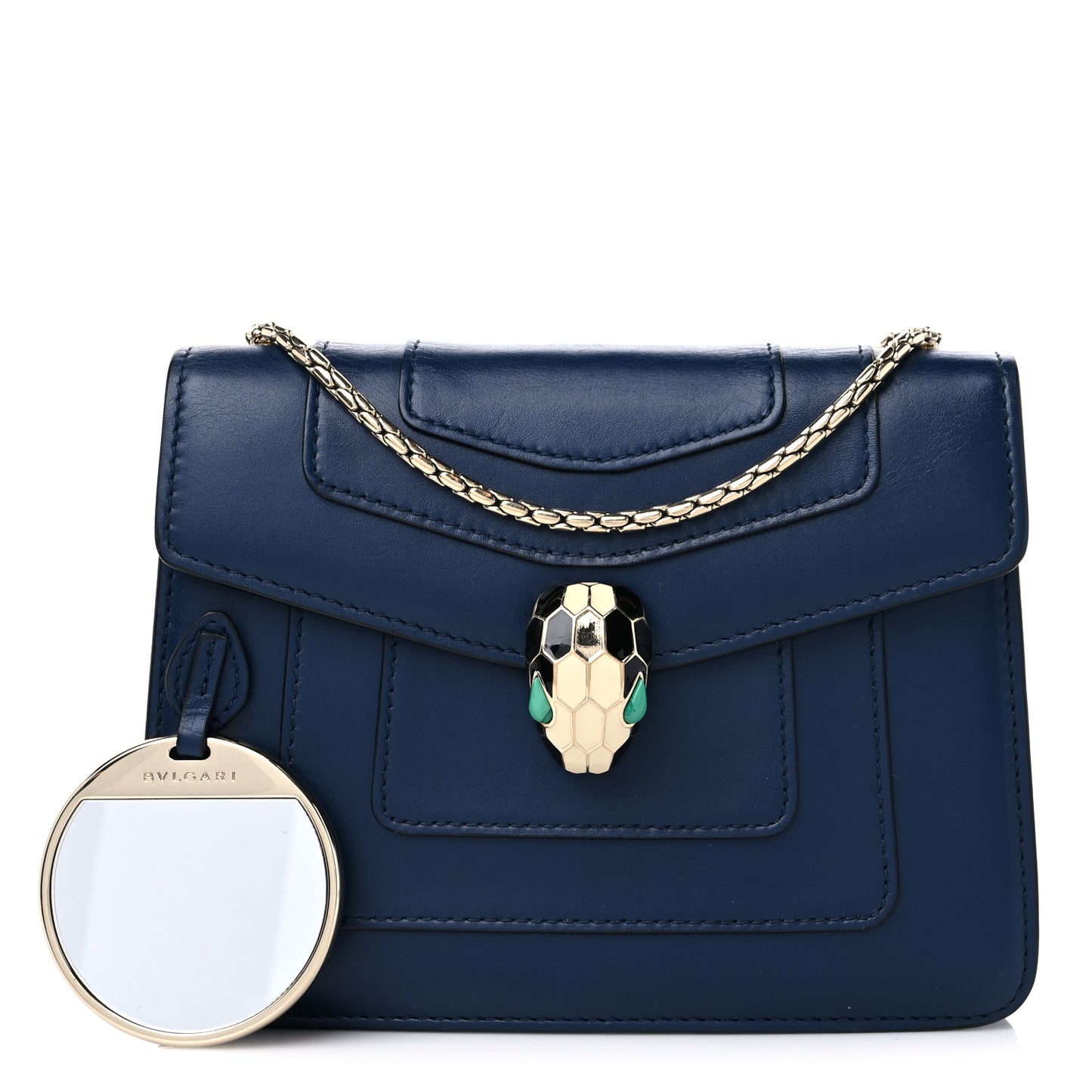 Calfskin Small Serpenti Forever Snake Strap Crossbody Bag Navy