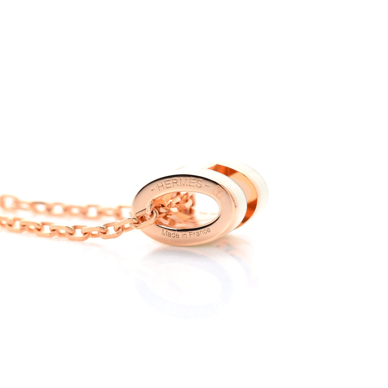 Hermes Lacquered Rose Gold Mini Pop H Pendant Necklace White 4 of 6