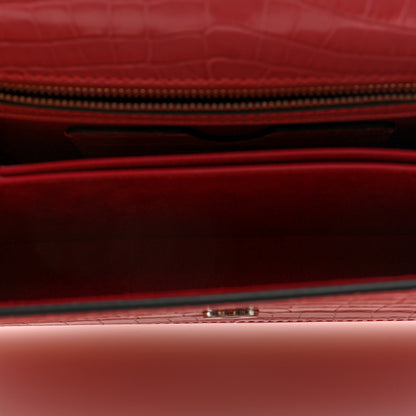 Alexander McQueen Shiny Crocodile Embossed Jeweled Satchel Pink 5 of 9