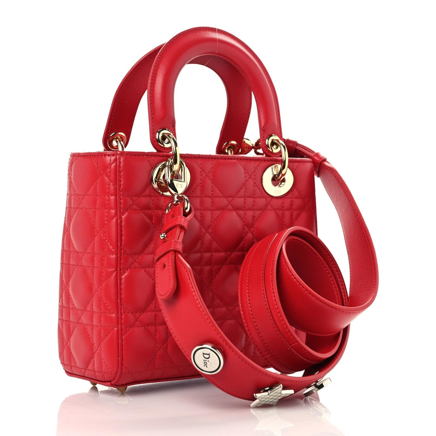 Christian Dior Lambskin Cannage Small Lucky Badges Lady Dior Red 3 of 9