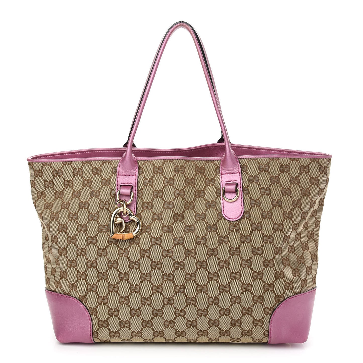 Monogram Large Heart Bit Charm Top Handle Tote Pink