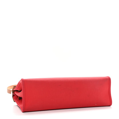 Hermes Vache Hunter Toile Herbag Zip 31 PM Rouge Tomate Natural 5 of 12