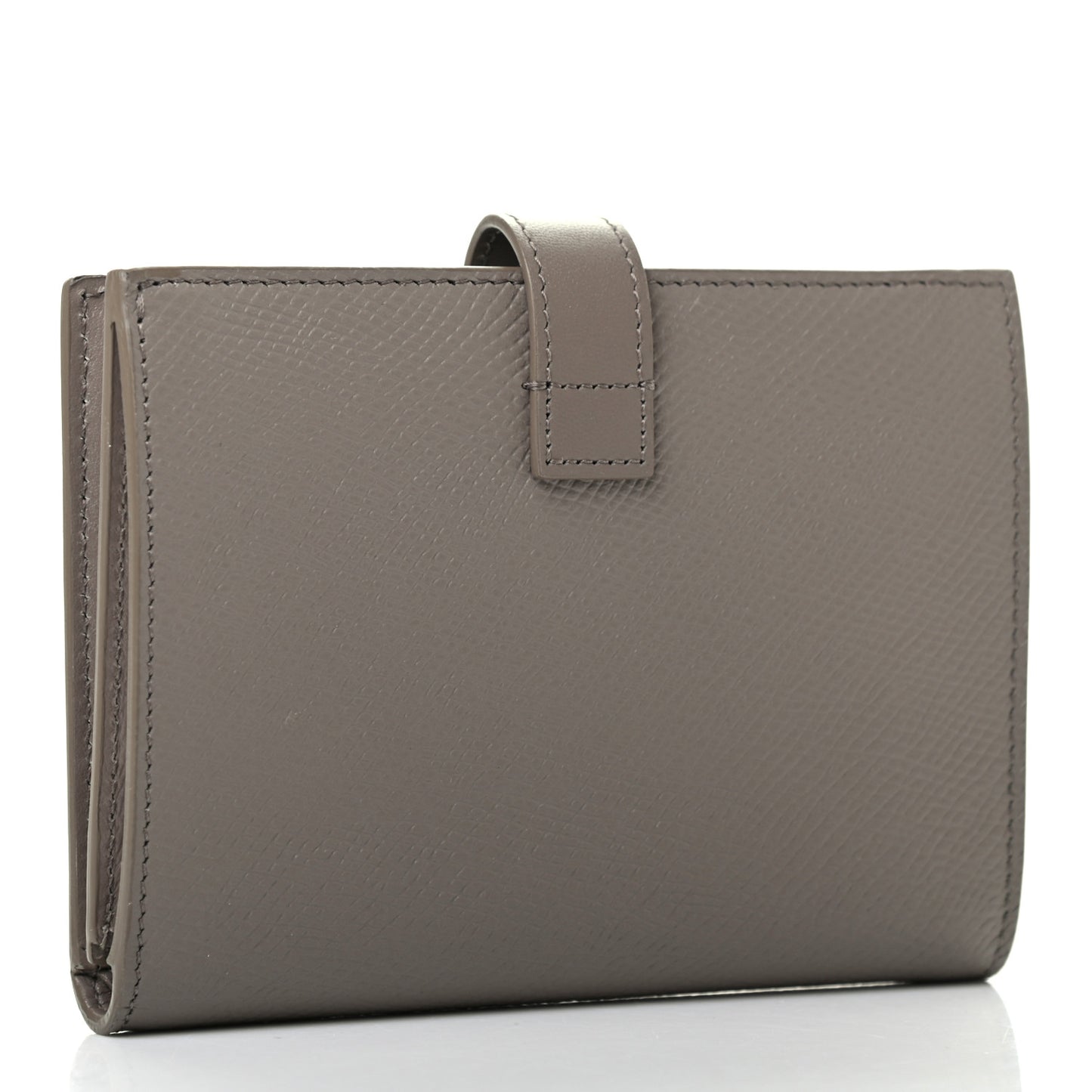 Grained Calfskin Medium Multifunction Strap Wallet Grey