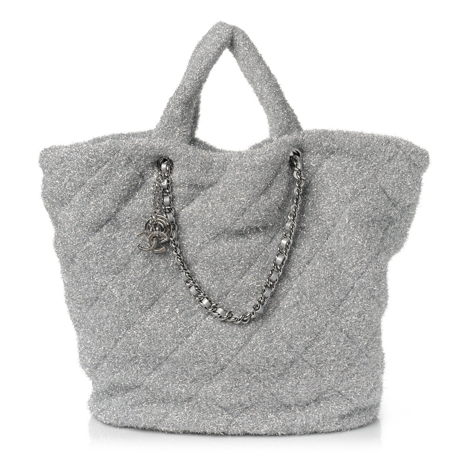 Chanel Knit Metallic Lambskin Large Shopping Tote Silver 1 of 9