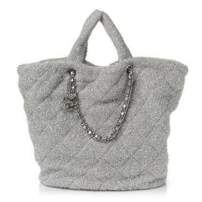 Chanel Knit Metallic Lambskin Large Shopping Tote Silver 1 of 9