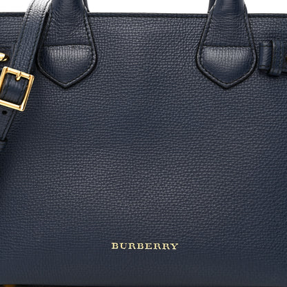 Burberry Grainy Calfskin House Check Small Banner Tote Ink Blue 8 of 12