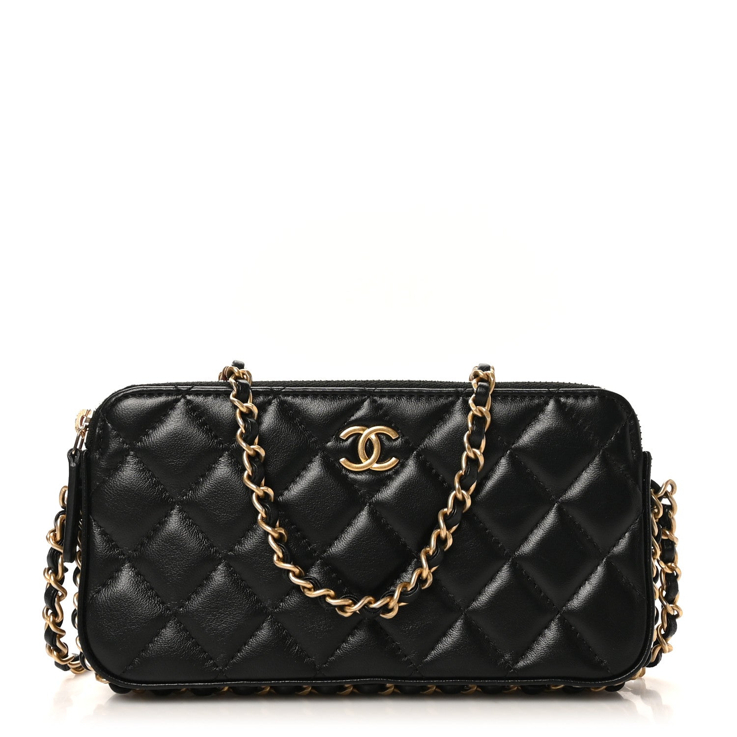 Chanel Lambskin Quilted Small Clutch With Chain Black 1 of 11