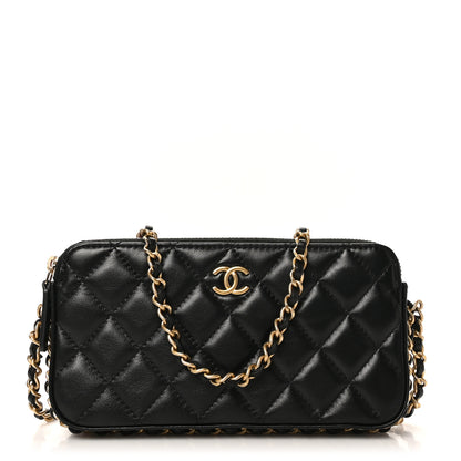 Chanel Lambskin Quilted Small Clutch With Chain Black 1 of 11