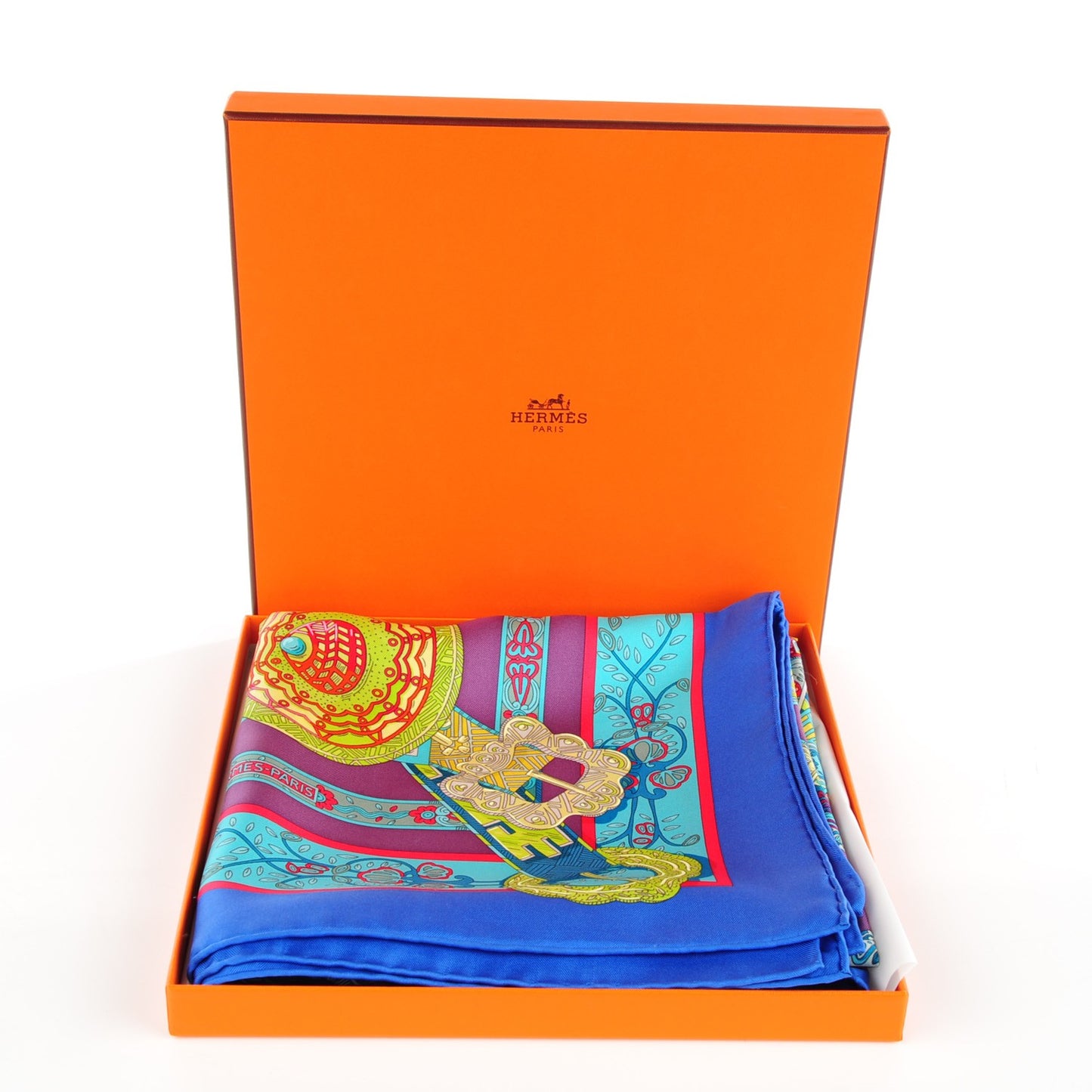 Silk Le Songe De La Licorne Scarf 90 Bleu Klein Parme Turquoise