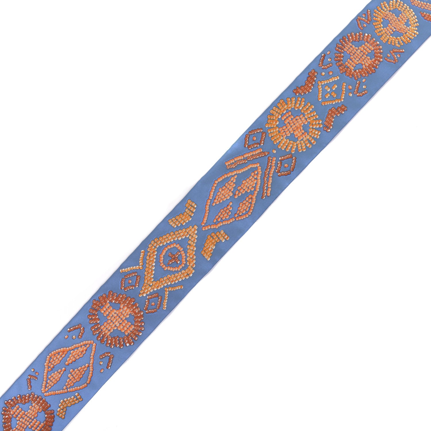 Hermes Silk Kelly En Perles Twilly Bleu Azur Orange 3 of 4