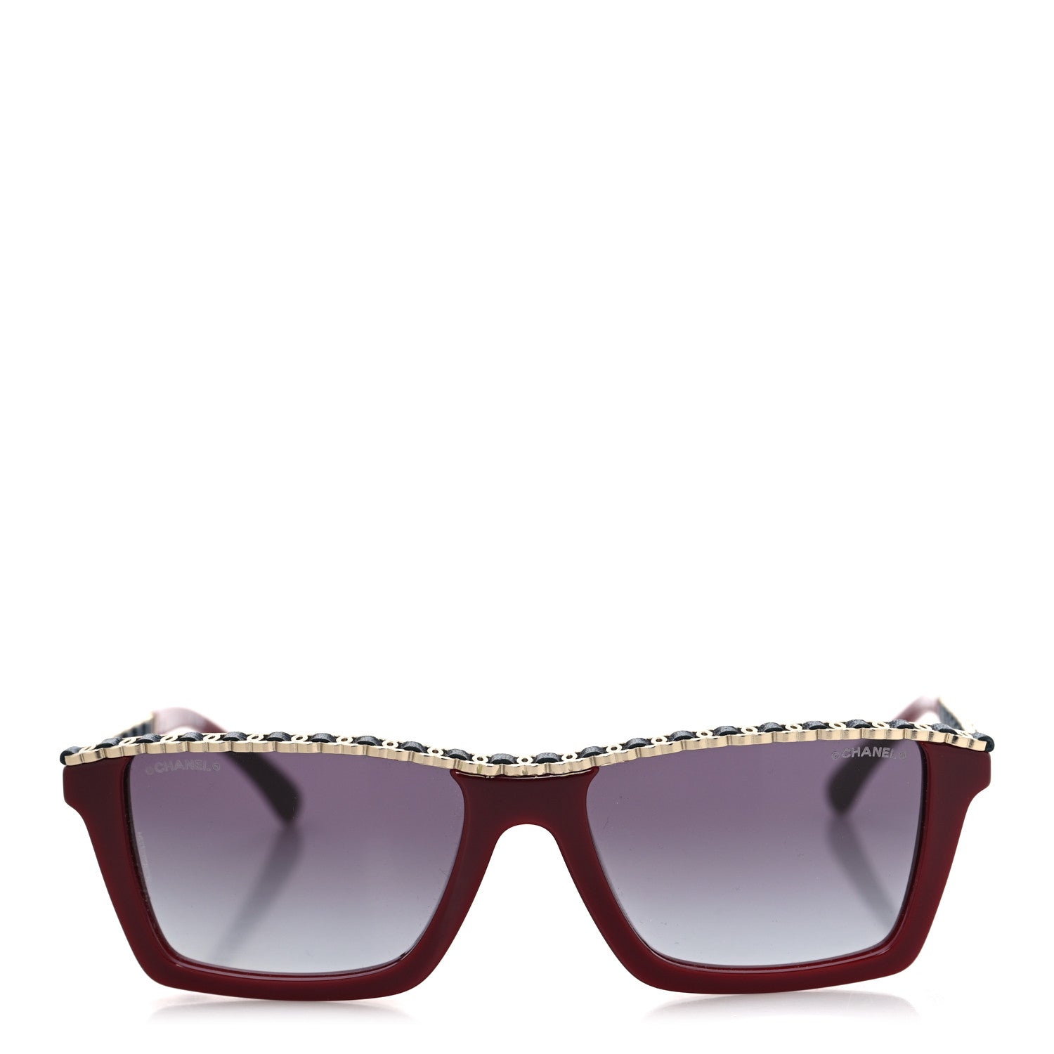 Chanel Acetate Metal Calfskin CC Square Sunglasses 5548-Q-A Burgundy 2 of 7