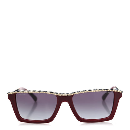 Chanel Acetate Metal Calfskin CC Square Sunglasses 5548-Q-A Burgundy 2 of 7