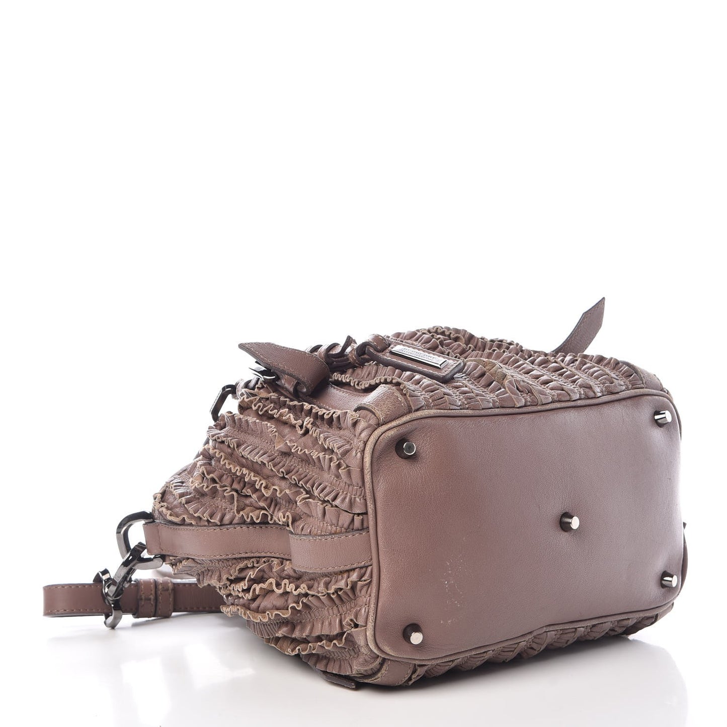 Calfskin Ruffled Medium Lowry Dark Taupe Pink
