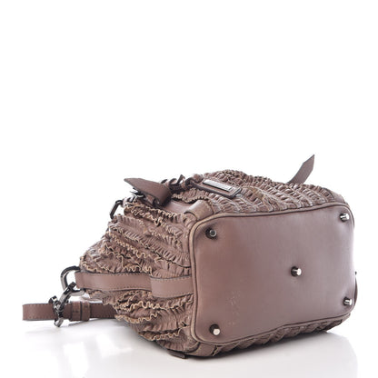 Burberry Calfskin Ruffled Medium Lowry Dark Taupe Pink 5 of 15