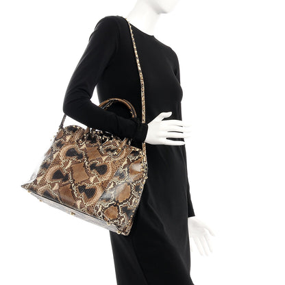 Valentino Garavani Python Rockstud Dome Satchel Beige 2 of 11