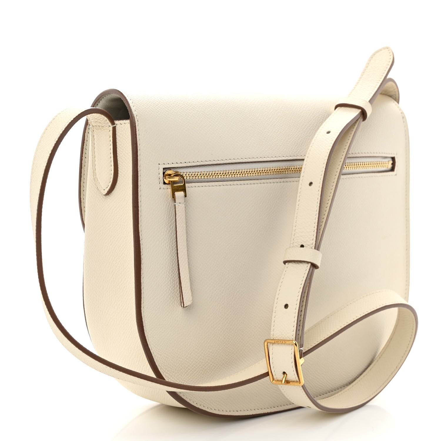 Celine Grained Calfskin Medium Trotteur White 3 of 10