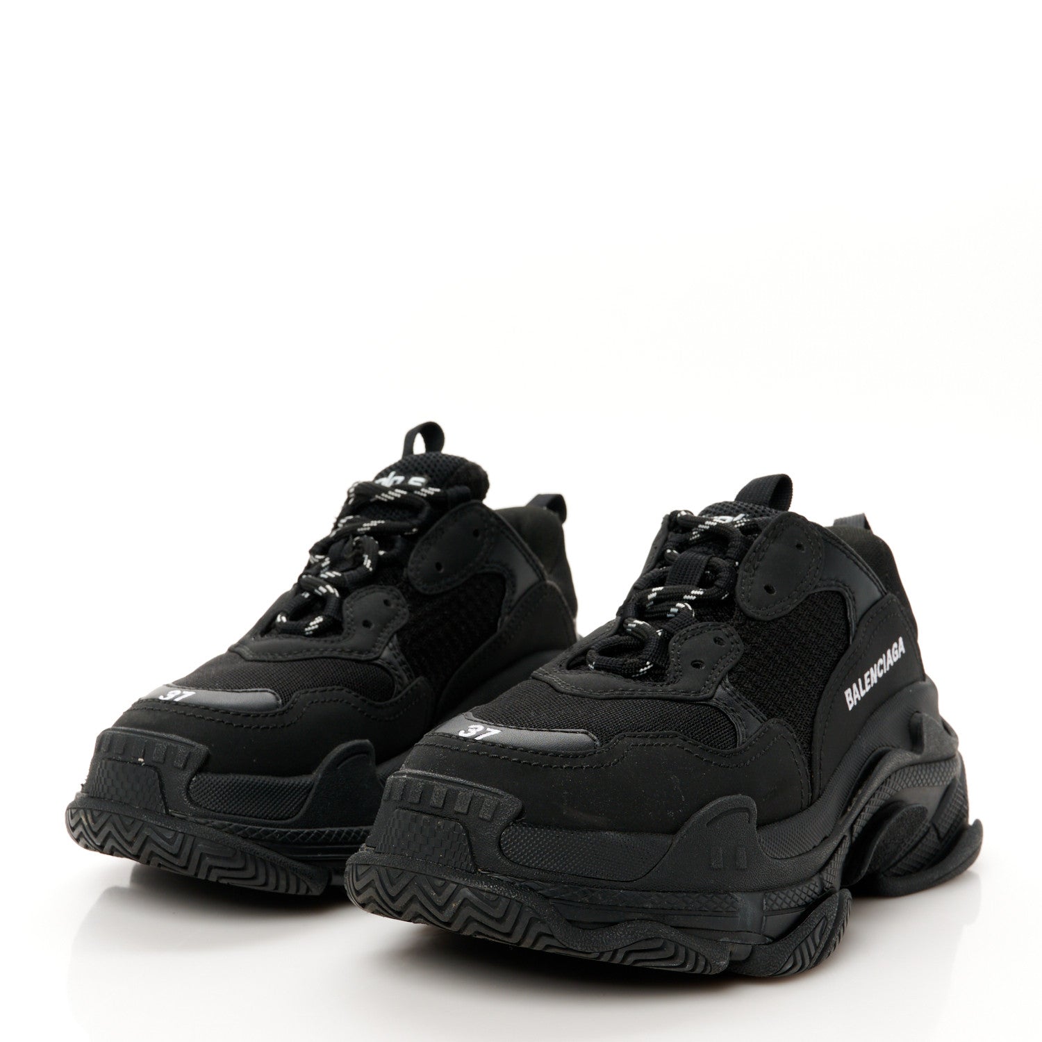 Balenciaga Fabric Mesh Womens Triple S Sneakers 37 Black 4 of 9
