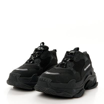 Balenciaga Fabric Mesh Womens Triple S Sneakers 37 Black 4 of 9