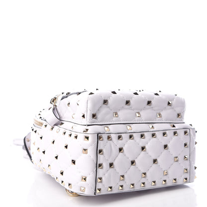 Valentino Garavani Lambskin VLTN Print Quilted Mini Rockstud Spike Backpack White 4 of 8