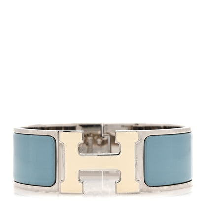 Hermes Enamel Wide Clic Clac H Bracelet PM Blue Jean White 1 of 5