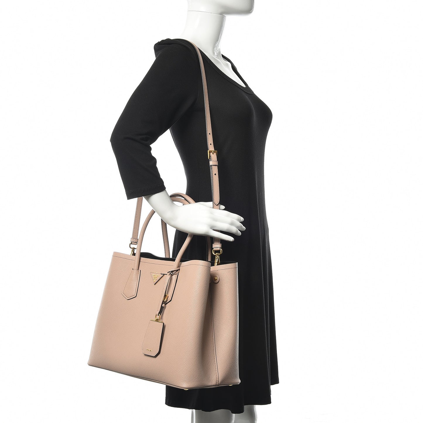 Saffiano Cuir Medium Double Bag Cammeo
