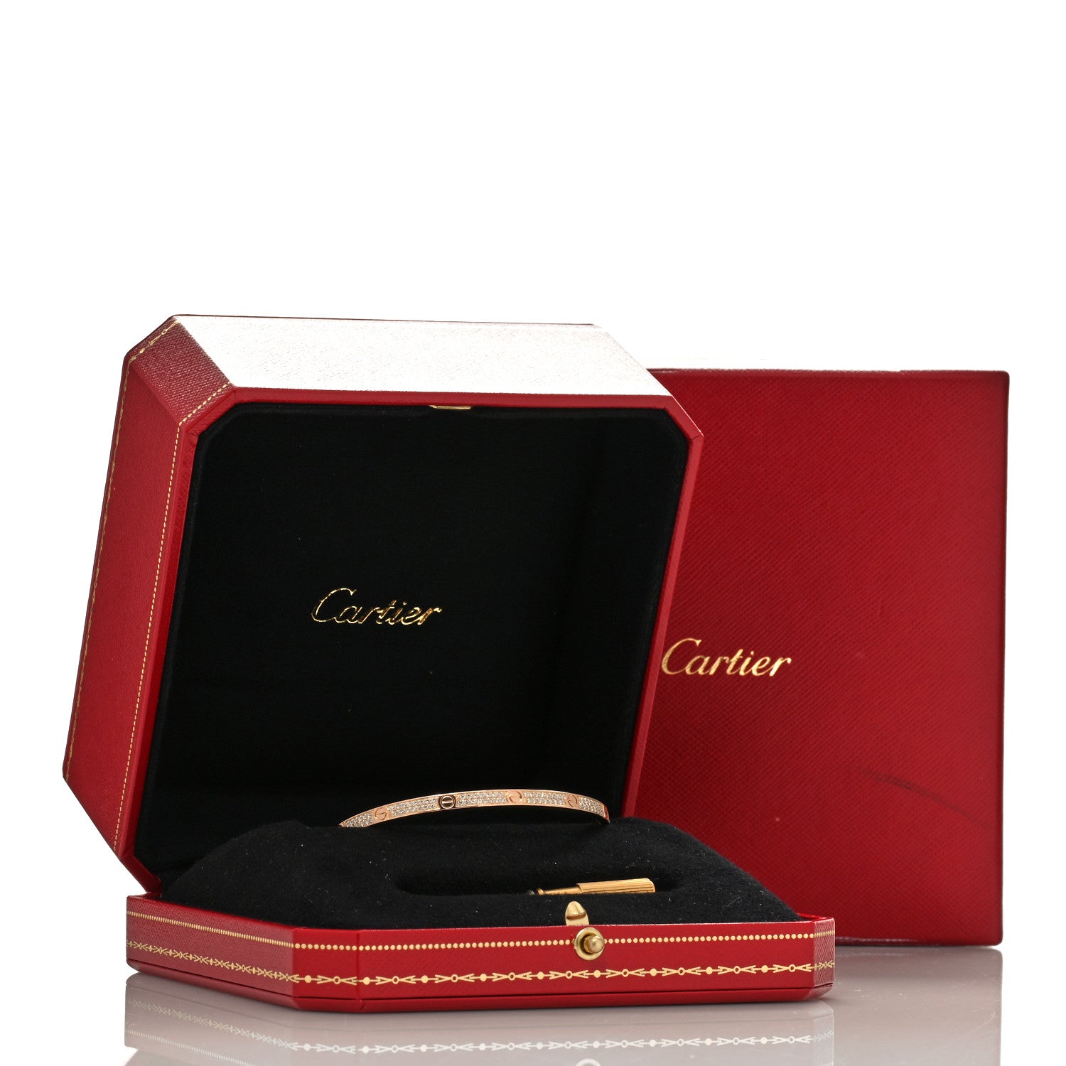 Cartier 18K Pink Gold Diamond Small LOVE Paved Bracelet 17 5 of 5