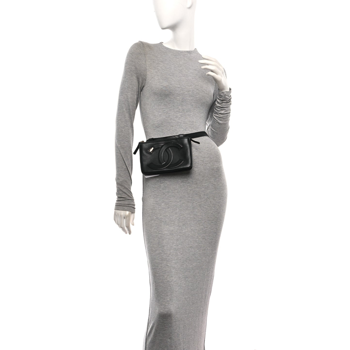Lambskin CC Mania Waist Belt Bag Black