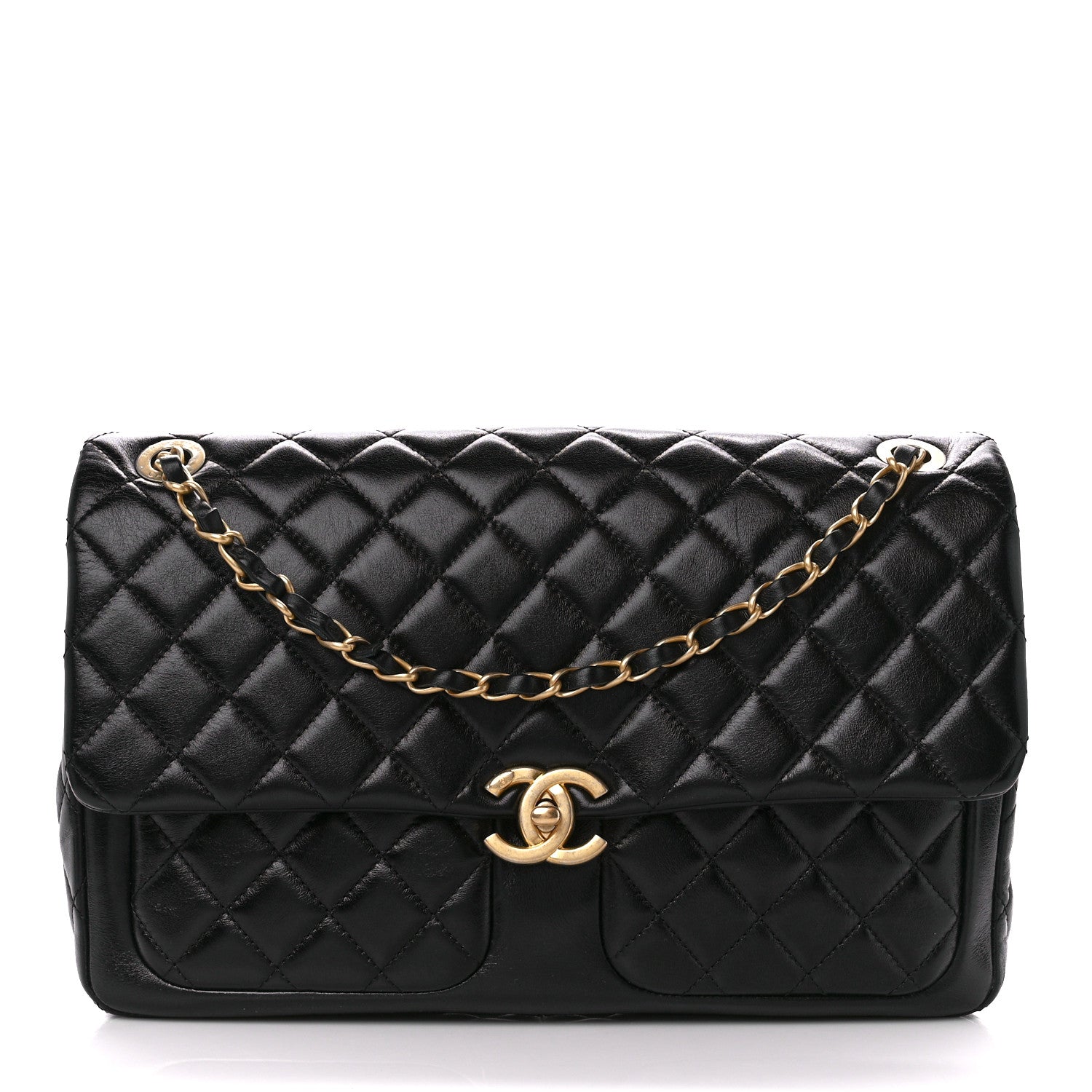 Chanel Shiny Lambskin Quilted Pocket Flap Black 1 of 10