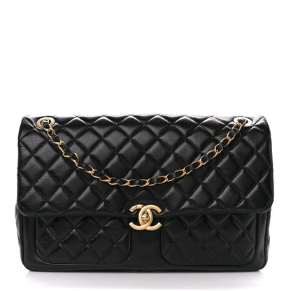 Chanel Shiny Lambskin Quilted Pocket Flap Black 1 of 10