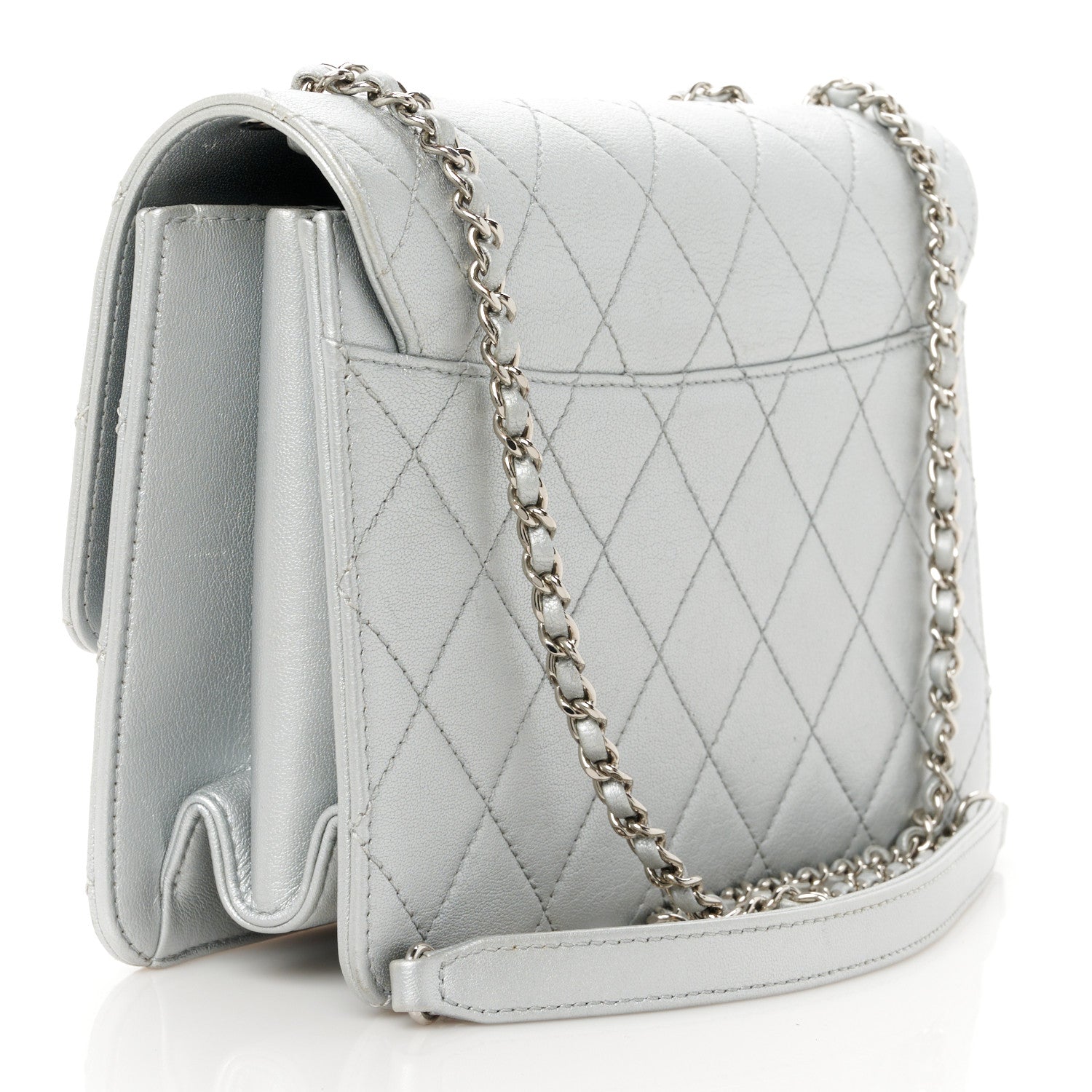 Chanel Metallic Sheepskin Quilted Beauty Lock Flap Silver 3 of 11