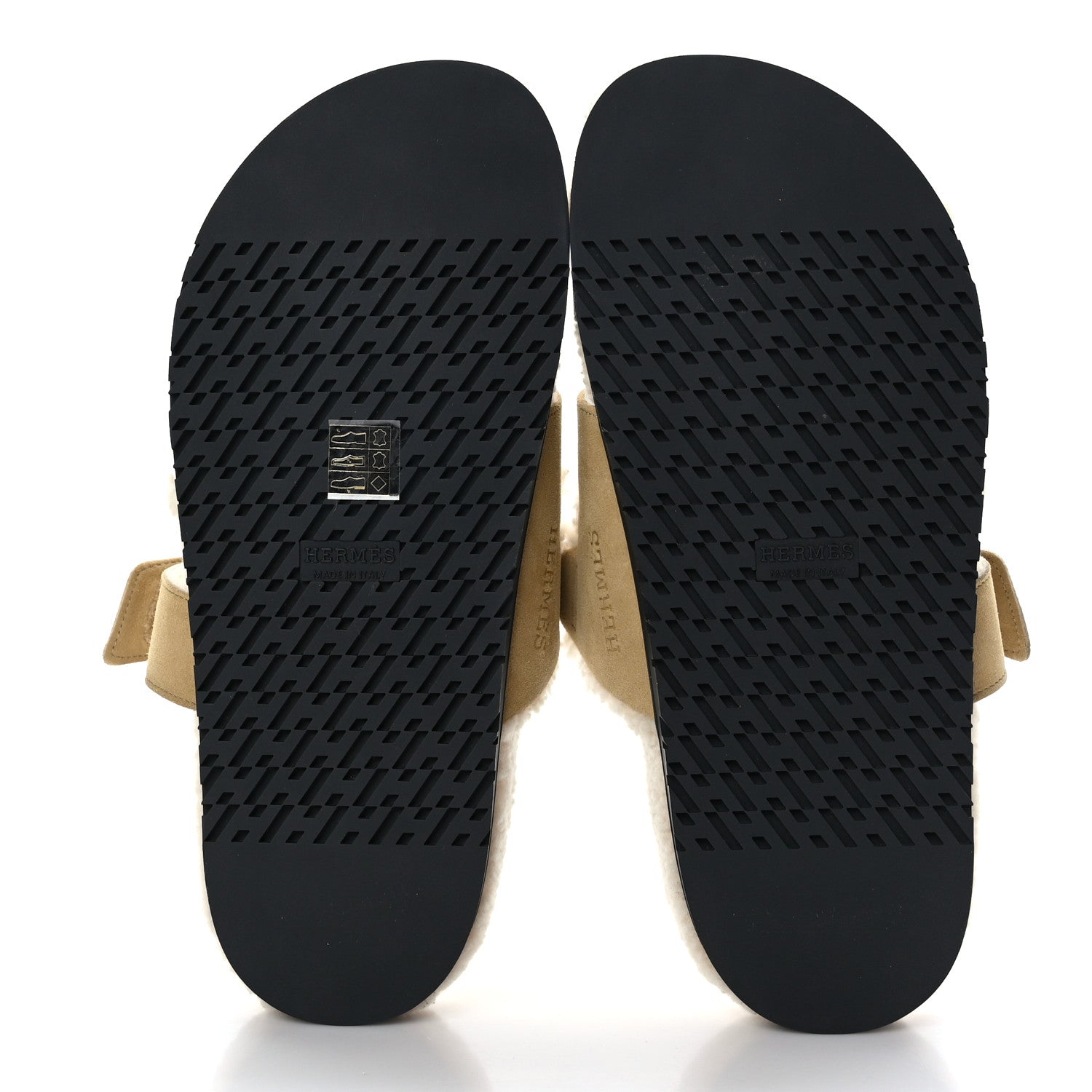 Hermes Suede Goatskin Woolskin Womens Chypre Sandals 39.5 Golden Beige 5 of 8