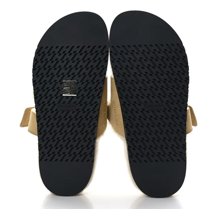 Hermes Suede Goatskin Woolskin Womens Chypre Sandals 39.5 Golden Beige 5 of 8