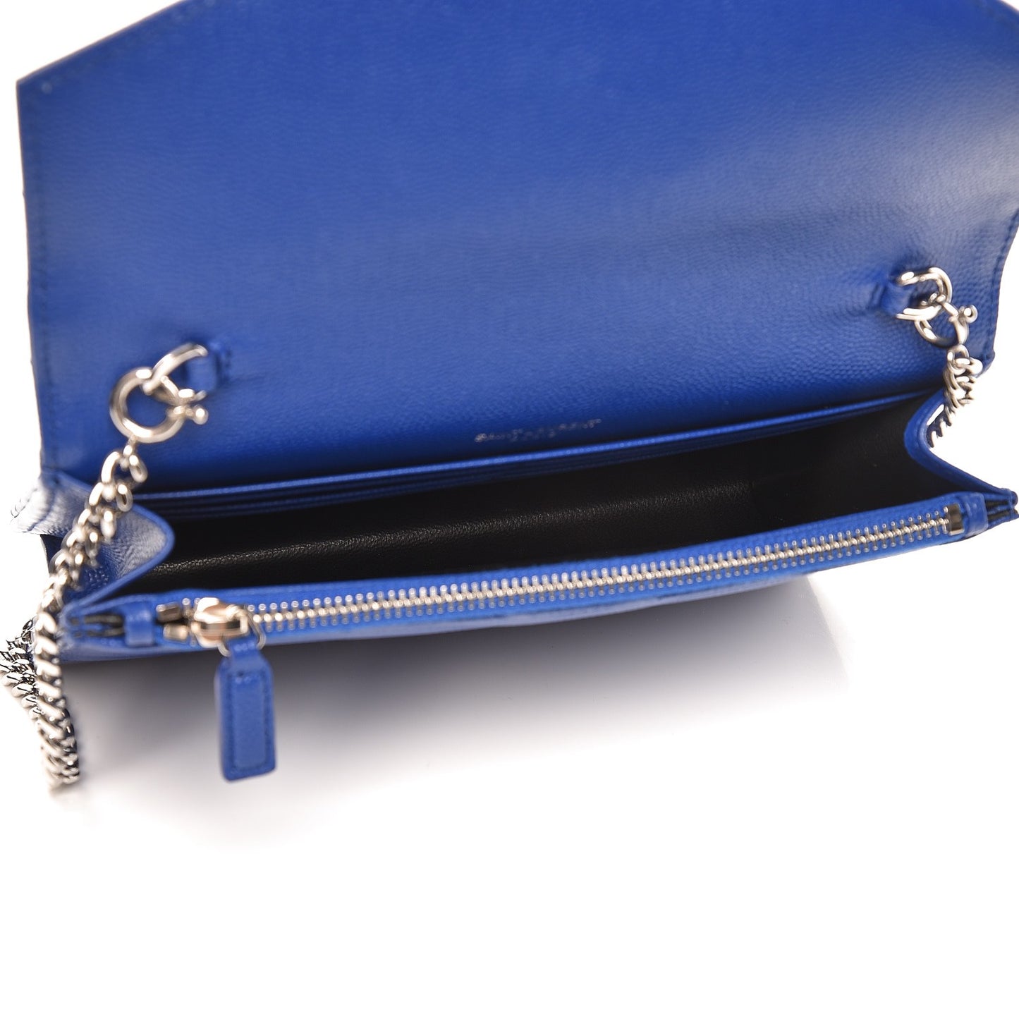 Grain De Poudre Matelasse Chevron Monogram Envelope Chain Wallet Royal Blue