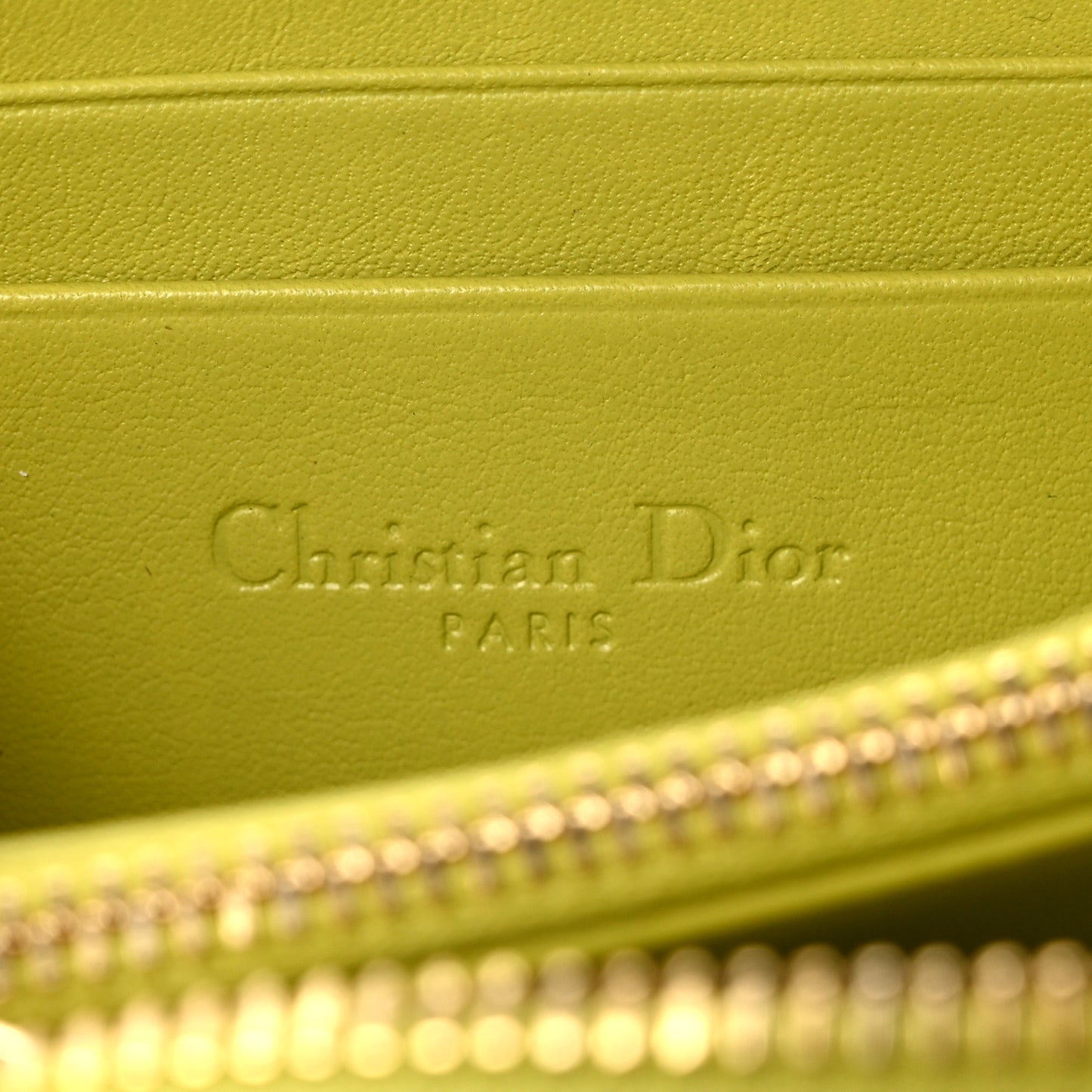 Patent Cannage Small Lady Dior Voyageur Coin Purse Lime