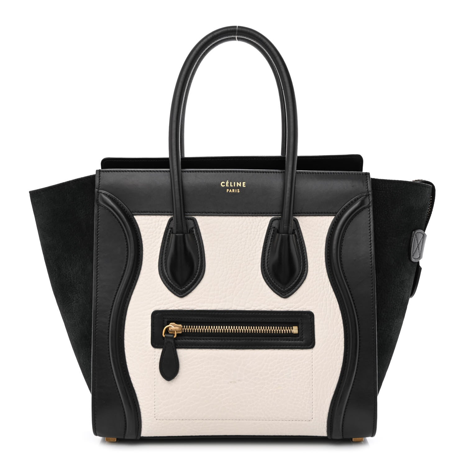 Celine Bullhide Calfskin Micro Bi-Color Luggage Black White 1 of 10