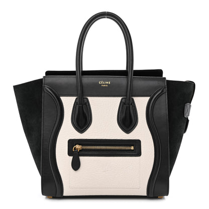 Celine Bullhide Calfskin Micro Bi-Color Luggage Black White 1 of 10