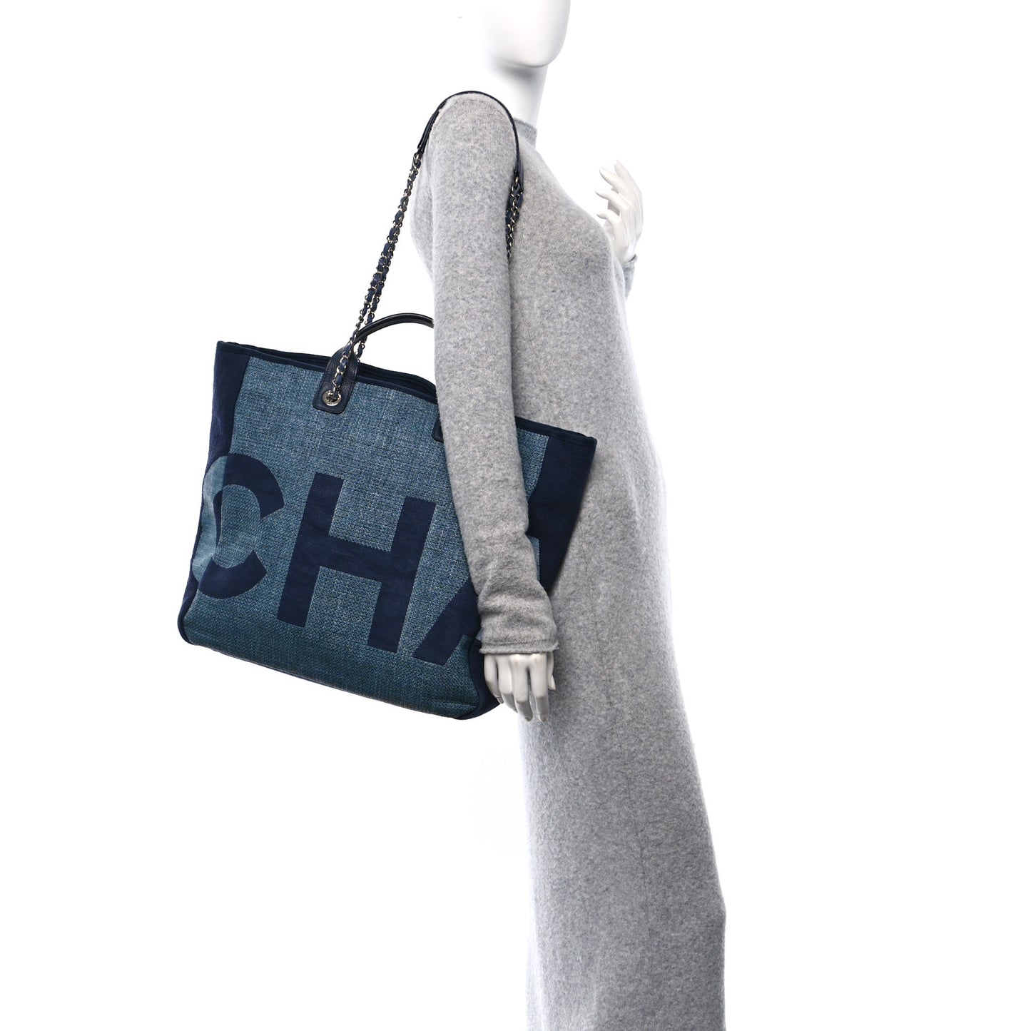 Canvas Large Shopping Tote Dark Blue