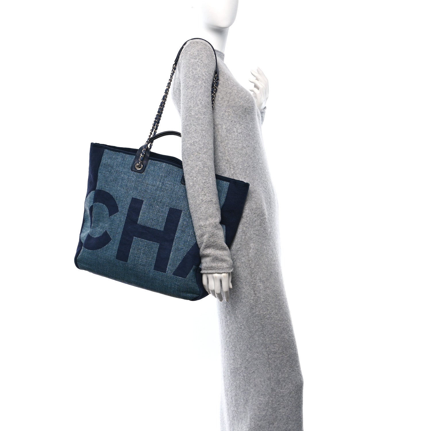 Chanel Canvas Large Shopping Tote Dark Blue 2 of 12