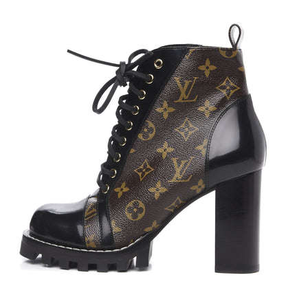 Louis Vuitton Patent Calfskin Monogram Star Trail Ankle Boots 40 Black 1 of 8