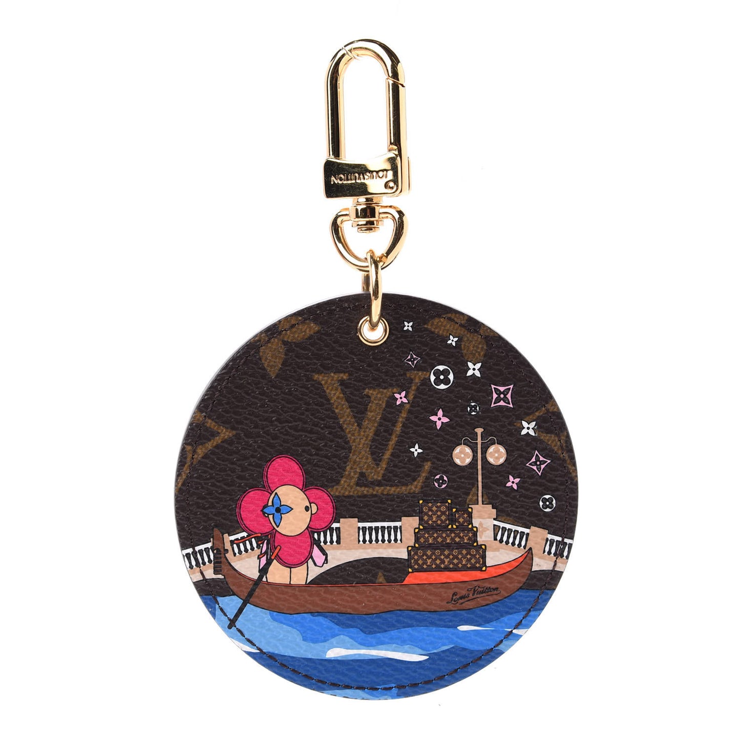Monogram 2019 Christmas Animation Venice Bag Charm Key Ring Blue