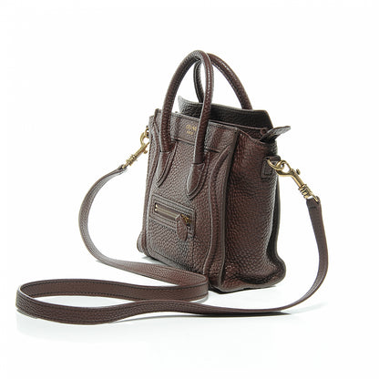 Celine Drummed Leather Nano Luggage Chocolate 6 of 8