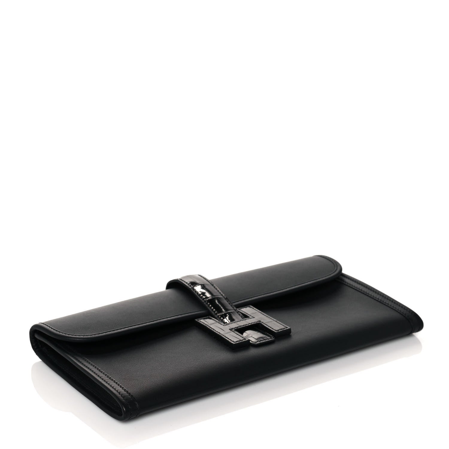 Hermes Swift Shiny Alligator Jige Elan 29 Touch Clutch Black 5 of 15